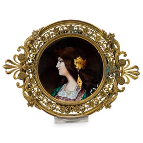 Antique French Limoges Hand Painted Enamel Tray