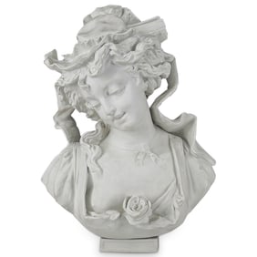 Antique French Limoges Bisque Porcelain Bust