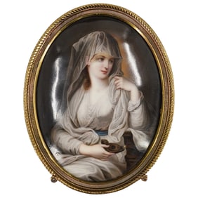 Antique German Hand Painted Porcelain Plaque