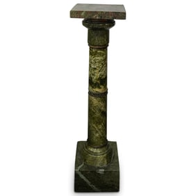 Vintage Green Marble and Bronze Column Pedestal