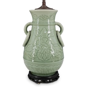 Chinese Celadon Glazed Vase Table Lamp