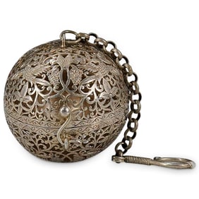 Antique Indian Silver Gyroscopic Censer Ball