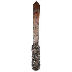 Antique Japanese Inset Gemstone Frog Page Turner