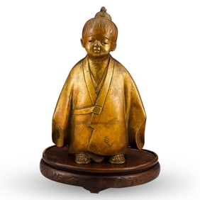 Antique Japanese Gilt Bronze Boy Okimono