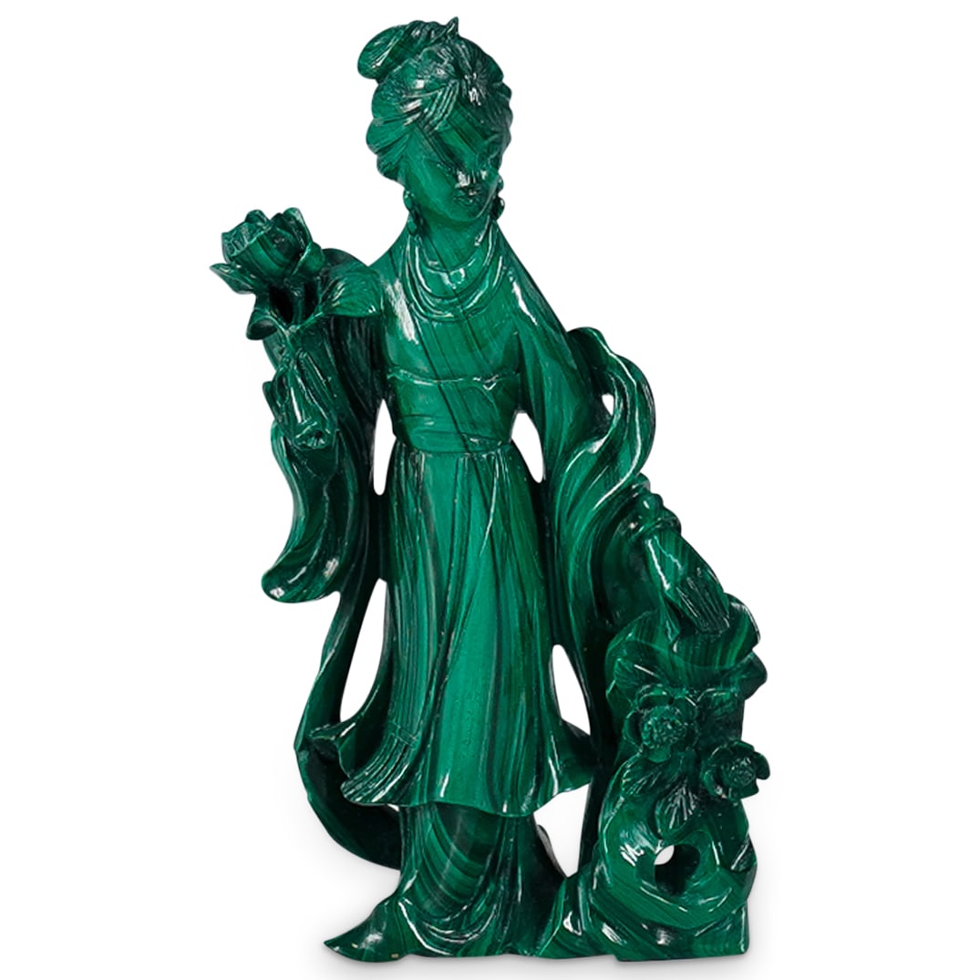 Chinese Carved Malachite Quan Yin Sculpture (1 of 5)