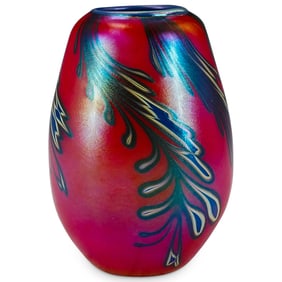 Charles Lotton (American, 1935-2021) Red Art Glass Vase