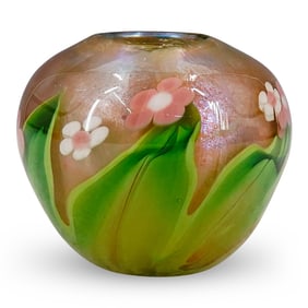 Lundberg Studios Art Glass Floral Vase