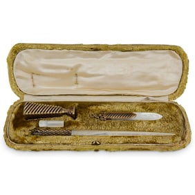 (4 Pc) Antique French Vermeil 800 Silver Writing Set