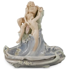 Royal Dux Art Nouveau "The Lovers" Porcelain Centerpiece