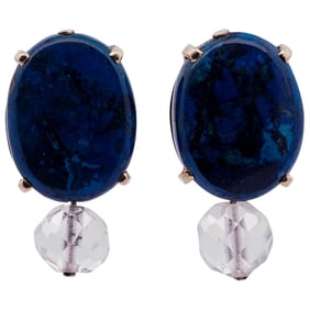Pair of 14k Gold and Lapis Earrings