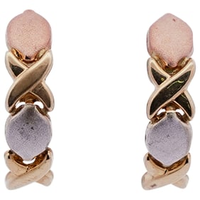 14k Gold Tiffany Style Tri Tone Earrings