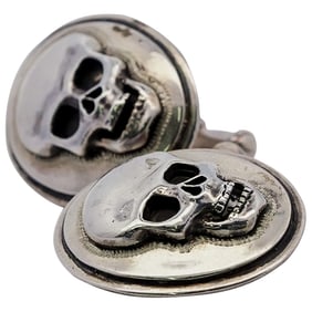 Vintage Mona Van Riper Sterling Silver Skull Cufflinks