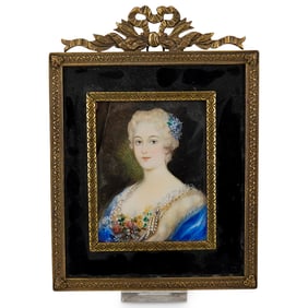 19th Century French Painted Lady Portrait