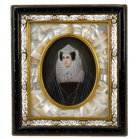 Antique Mary Stuart Queen of Scots Painted Portrait