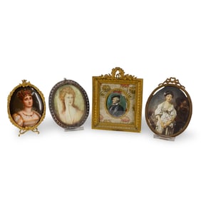 (4 Pc) Antique French Painted Portraits