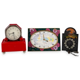 (3 Pc) Vintage Miniature Table Clocks