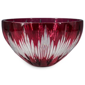 Vintage Cranberry to Clear Cut Glass Bowl