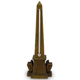 Mid Century Egyptian Revival Bronze Obelisk Thermometer