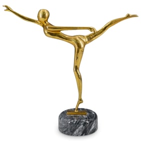 Vintage Bronze Posing Dancer On Marble Base