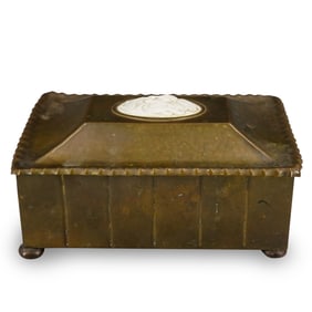 Art Nouveau WMF Brass and Bone Cherub Box