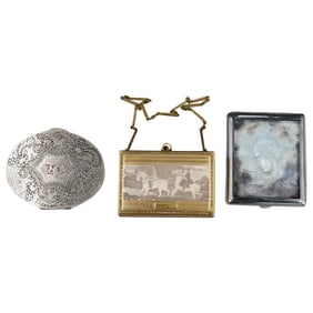 (3 Pc) Vintage Silver & Gold Beauty Compacts