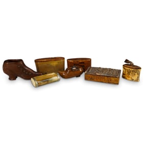 (7 Pc) Antique Wooden Snuff Boxes