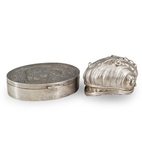 (2 Pc) Vintage Silver Plated Snuff Boxes