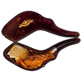 Vintage Carved Figural Meerschaum Smoking Pipe