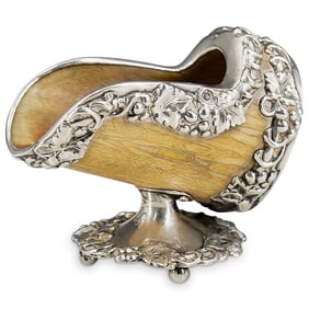 Antique Sterling Silver & Bone Tobacco Pipe Holder