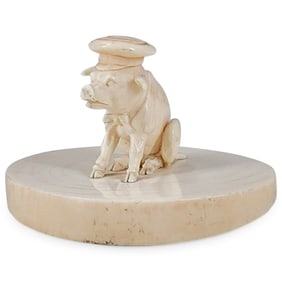 19th Century Carved Bone Pig Figurine