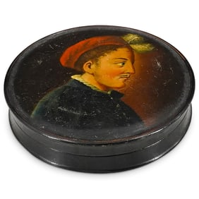 Antique Lacquer Hand Painted Snuff Box