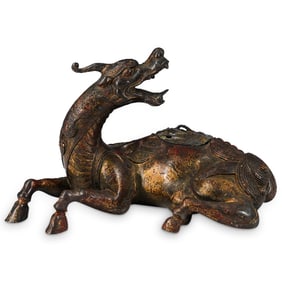 Chinese Bronze Qilin Censer