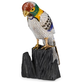 Chinese Enamel Cloisonne Bird Sculpture