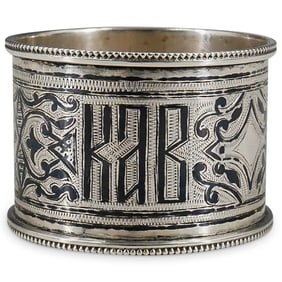19th Cent. Russian Silver & Niello Napkin Ring