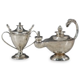 (2 Pc) Antique English Sterling Silver Table Lighters