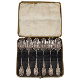 (6 Pc) English 1899 Sterling Silver Demitasse Spoons Set