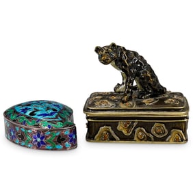 (2 Pc) Persian Sterling Silver And Jay Strongwater Miniature Boxes