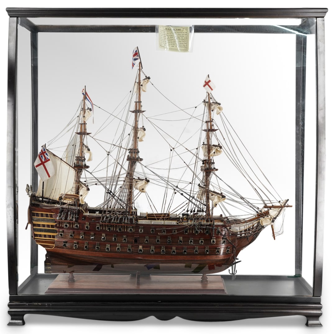 Large H.M.S. Victory Model Ship In Glass Case (1 of 11)