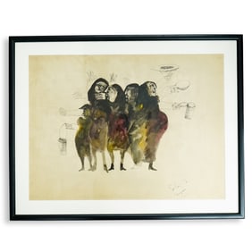 (2 Pc) Francisco Ruiz (XX C.) Watercolor And Poster