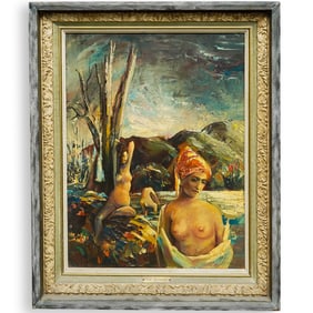 Milo Lee "The Bathers" Oil On Masonite Painting
