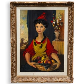 Giorgio Carpanini (Italian) "Piccola Contadina" Oil On Canvas Painting