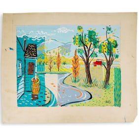 Nicholas Takis (American, 1903-1965) Oil On Paper Landscape Painting