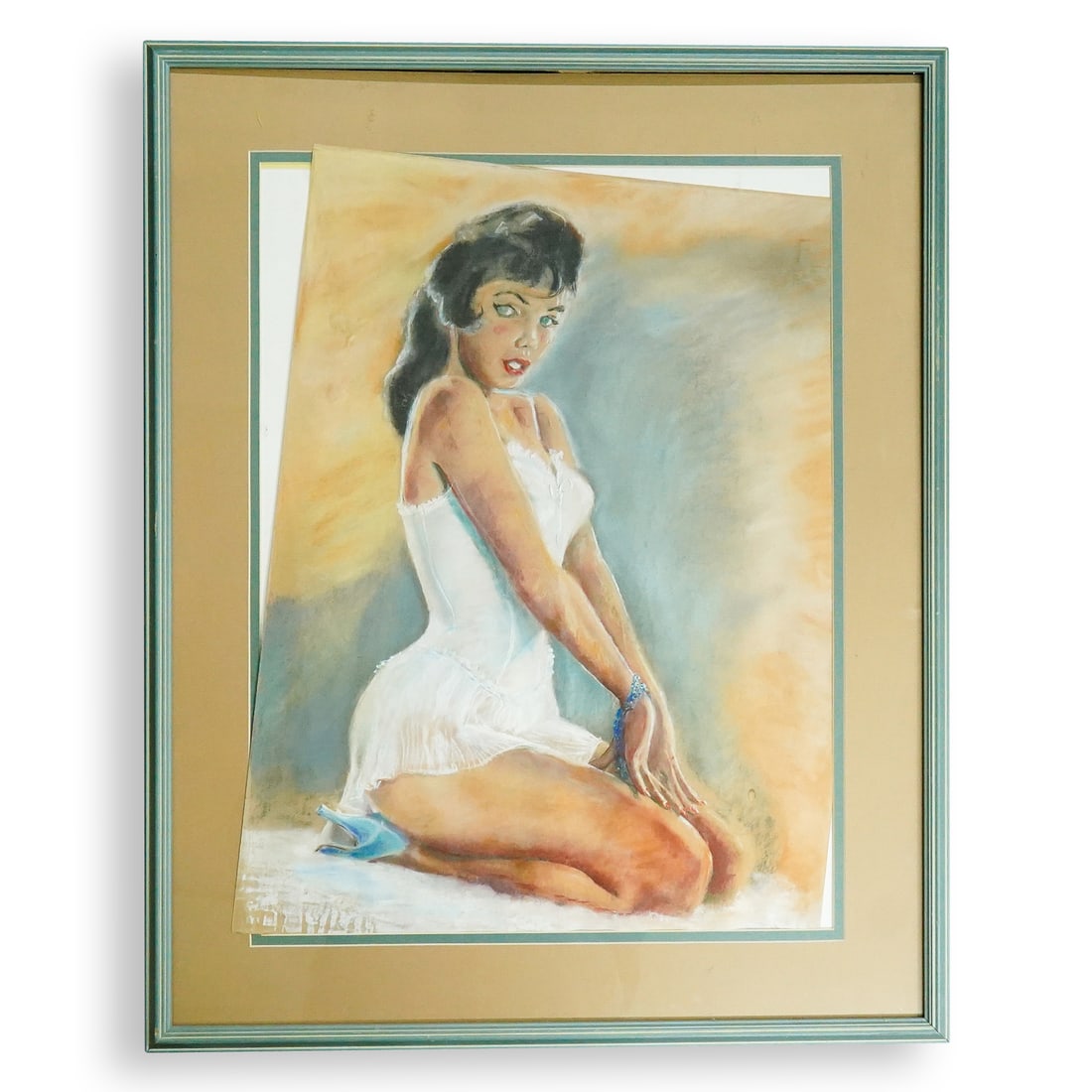 Pastel On Paper Illustration: DESCRIPTION: Pastel on paper illustration or painting depicting a woman. CIRCA: 20th century ORIGIN: - DIMENSIONS: (Sheet, approximately) H: 24" W: 17.75" (Frame) H: 30.25" W: 24.25" CONDITION: Great 