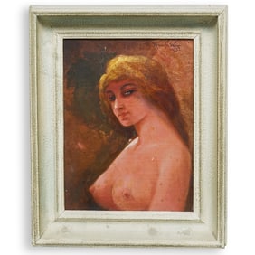 Alman G. Stone Oil On Panel Portrait Painting