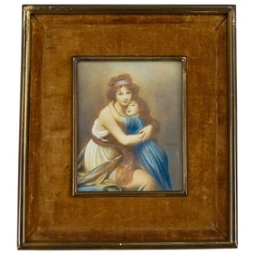 Antique Mother & Child Framed Painting