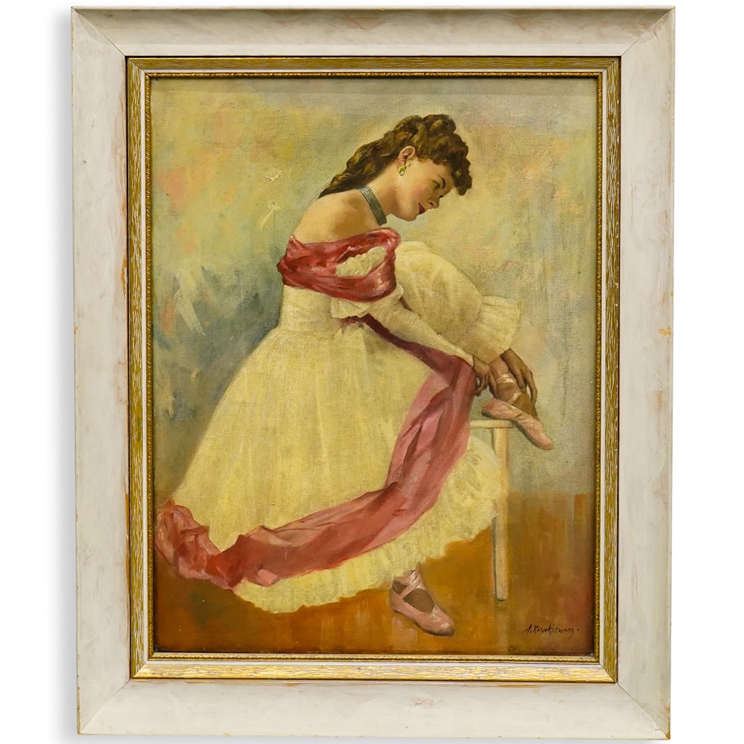 Stanley Kozakiewicz (XIX-XX) "Ballerina" Oil On Canvas (1 of 7)