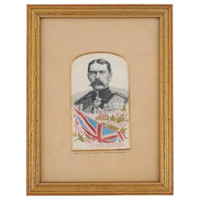 Antique Silk Stevengraph of Lord Kitchener of Khartoum