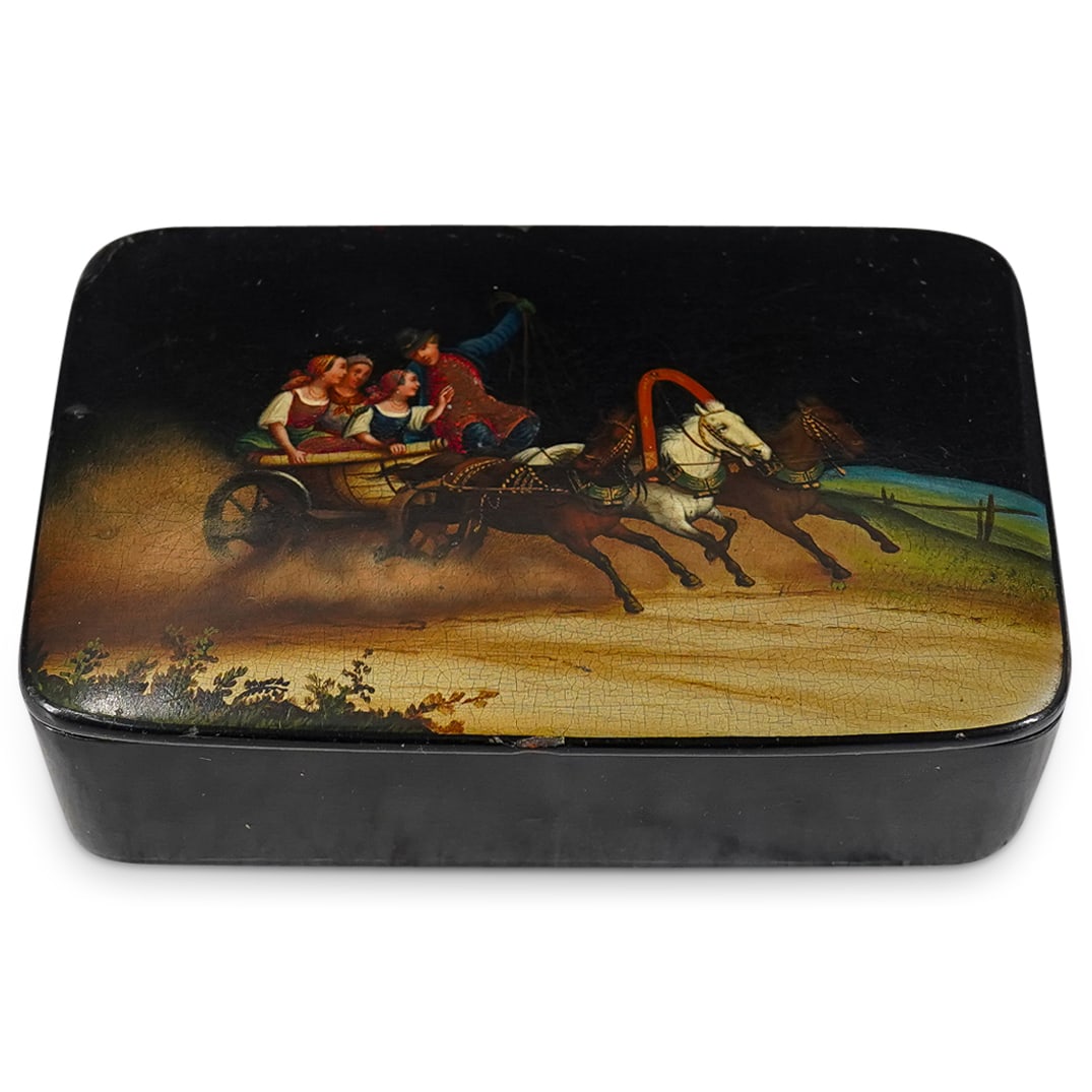Russian Lukutin 'Troika' Lacquered Box (1 of 7)