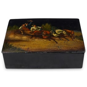 Russian 'Troika' Papier Mache Lacquered Box