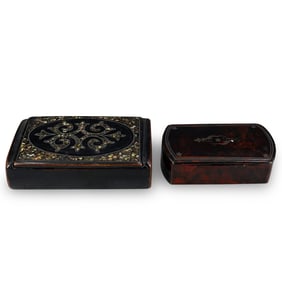 (2 Pc) Vintage Lacquer Trinket Boxes